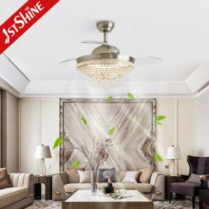Crystal Luxury 220V Retrátil Ventilador de Tecto Luz Ventilador DC Motor