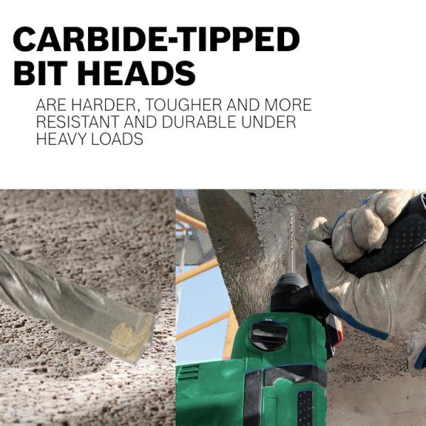 Le carbure central choisissent les cannelures SDS du peu de perceuse de maçonnerie d'astuce 4 plus le peu de perceuse de marteau pour la pierre dure concrète