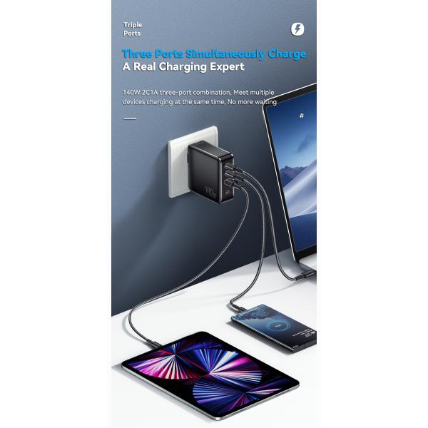 Dual USB 2 ports Voyage 140w GaN Chargeurs de recharge rapide Accessoires de téléphone