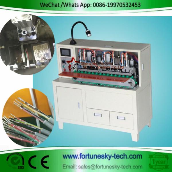 Save 3-4 workers easy operated H05VV-F Tin Dip Soldering Machine Stripp Sheath (Max 150mm) and 2-3 Cores Neat Cutting