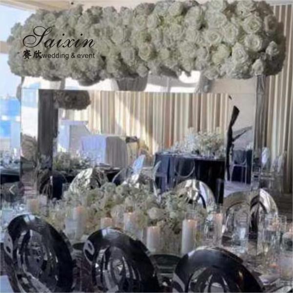 Coluna de casamento de flores Design da peça central Diy Gold Mirror Arco Acrílico