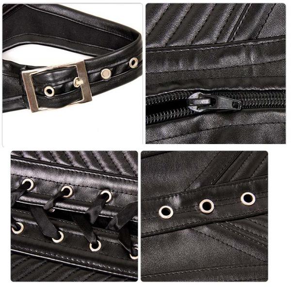 NANBIN XXL 3 закрепляет черный кожаный корсет Underbust плюс размер