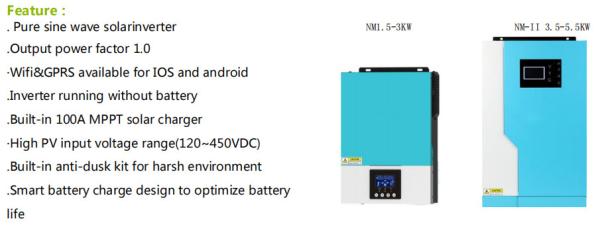 Wifi Pure Sine Wave Inverter 24V 48V Hybrid Solar Inverter With MPPT