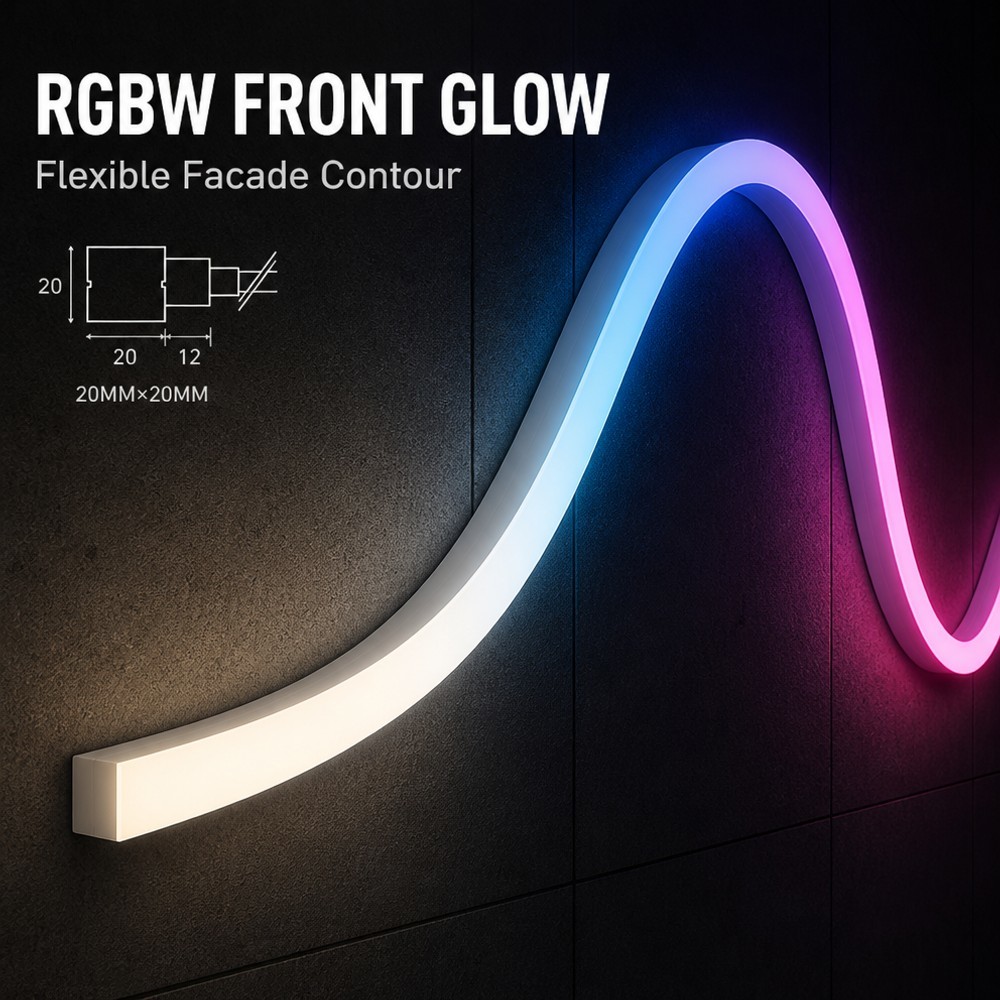 20x20mm Wide Front Emitting Silicone LED Strip Lights 120LED/M 9.5W For Building Lighting