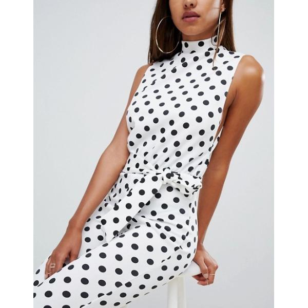 OEM high quality girls high neck jumpsuit in polka dot