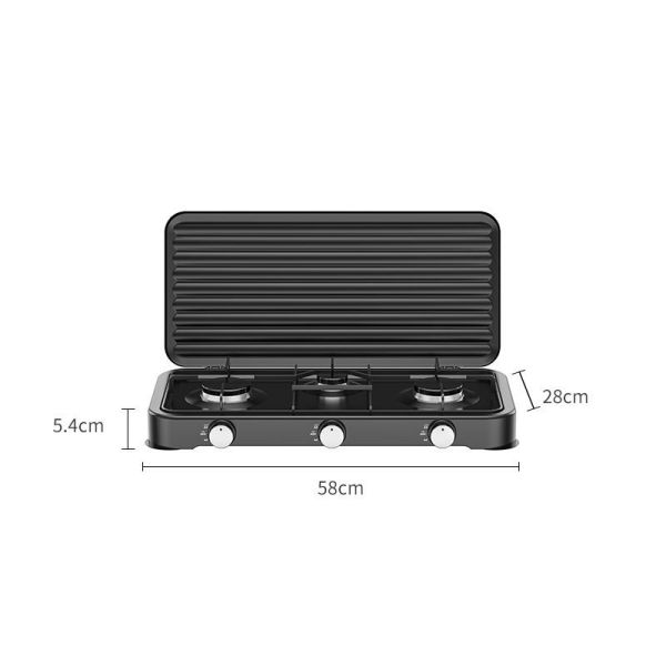 Customizable Cooking 3 Plate Gas Stove Heat Resistant Energy Efficiency