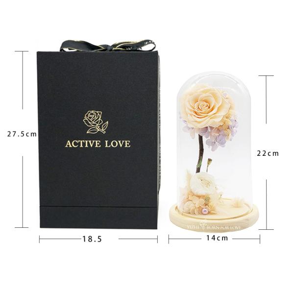 Upscale Dia7-8CM Preserved Rose Glass Dome For Home Decoration