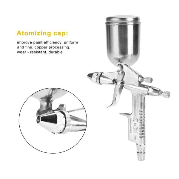 Mini Gravity Air Spray Gun, 90 Degree Swivel Cup, 0.5mm Nozzle, 200 CC Cup Capacity