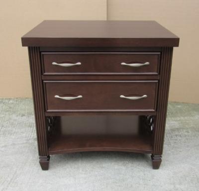 Walnut Wood Veneer 2 Drawer Hotel Bedroom Night Stand Solid Wood Legs