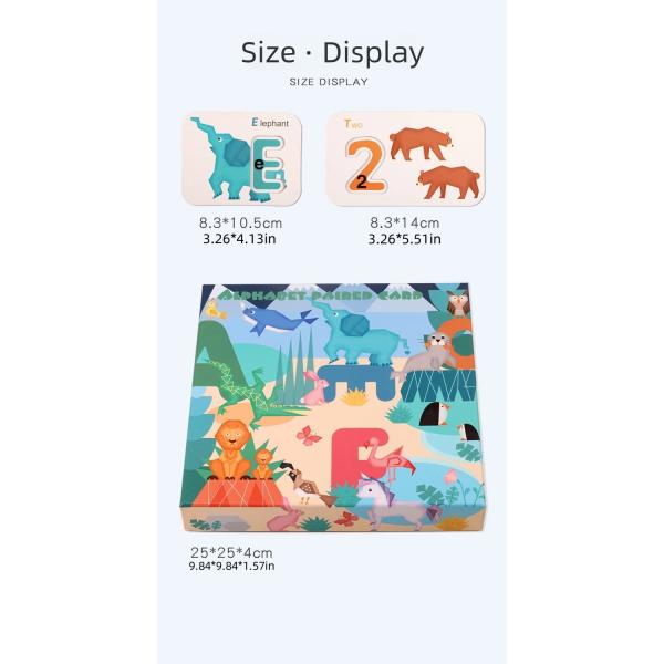 Wooden Number Alphabet Cognitive Education Matching Card Children's Early Education Stereo Two Sided English Word Puzzle Toys