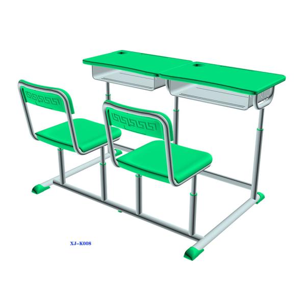 Mint Green Student Desk And Chair Set HDPE Iron Adjustable School Furniture