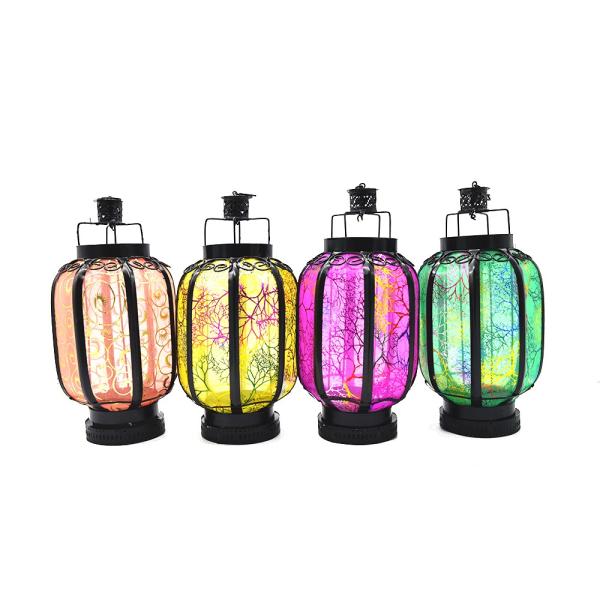 Yellow Chinese Product Lantern 26cm Length Dia. 13cm Metal Iron Ideal for Festivals