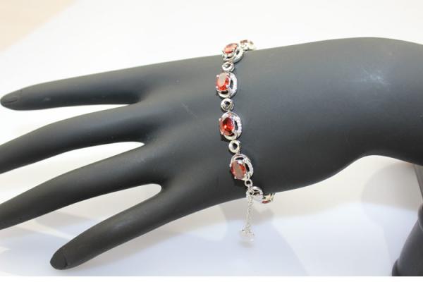Sterling Silver 5x7mm Oval Amethyst Cubic Zircon Tennis Bracelet(B06PURPLE)