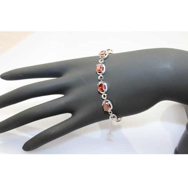Sterling Silver 5x7mm Oval Garnet Cubic Zircon Tennis Bracelet(B06RED)