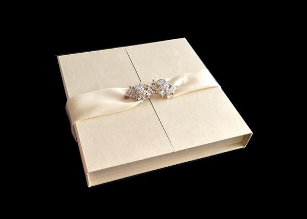 Golden Wedding Gift Packing Book Shaped Box With Ribbon Environmental ODM