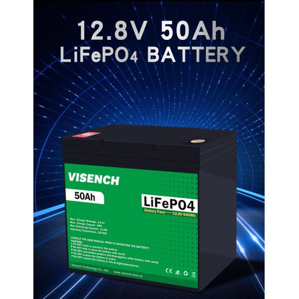 Visench 12V 50Ah Lifepo4 Litio de hierro Batería de paquete de ciclo profundo Tiempos de batería Lifepo4 12V para el sistema de energía solar