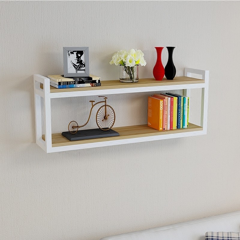 Wood Corner Wall Shelf Design Metal Frame Floating Shelves for Bedroom Mail Packing Y