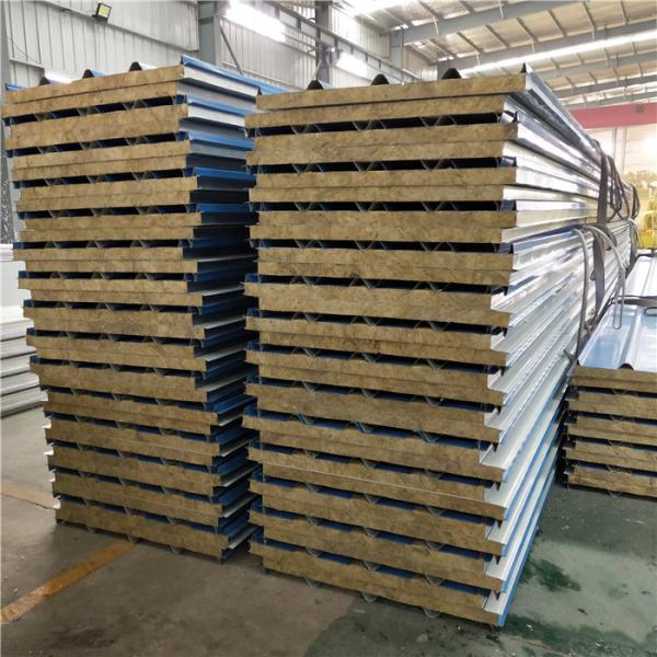 11800mm rock wool sandwich roof panel 960-50-0.376mm with embossing steel sheet dpwn