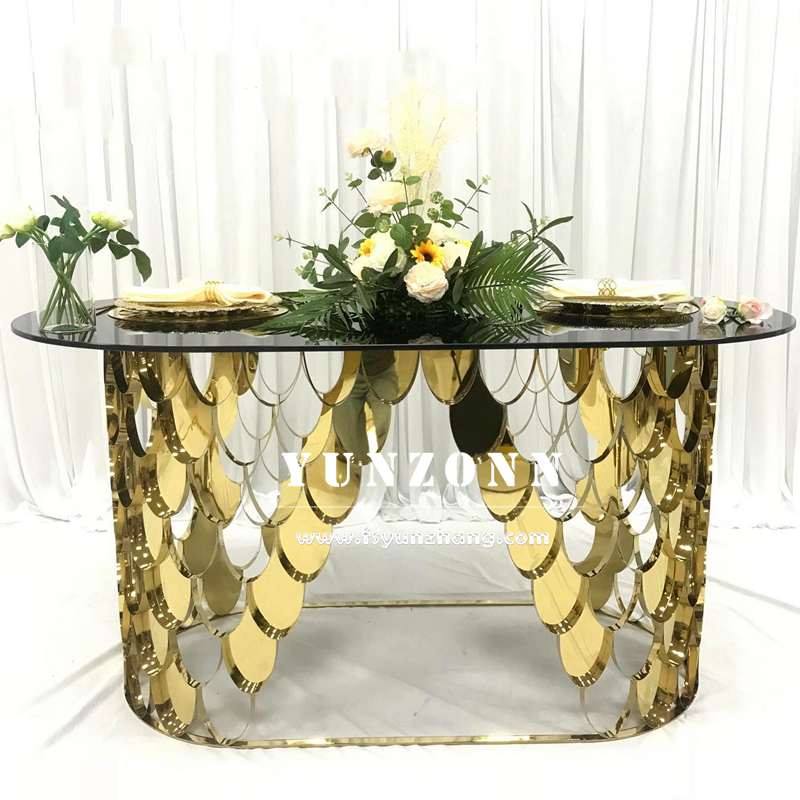 Modern Luxury Glass Top Stainless Steel Center Pieces New Style Wedding Table Decor for Dining Outdoor Hotel Use