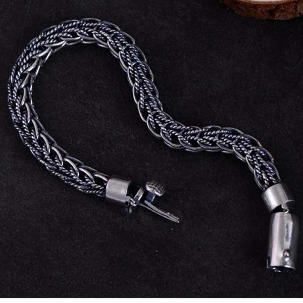 Retro Handmade 925 Sterling Silver Rope Chain Mens Bracelet(060670)