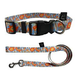 Adjustable Flower Design Dog Puppy Collar And Lead Leash Set In 2 Colours