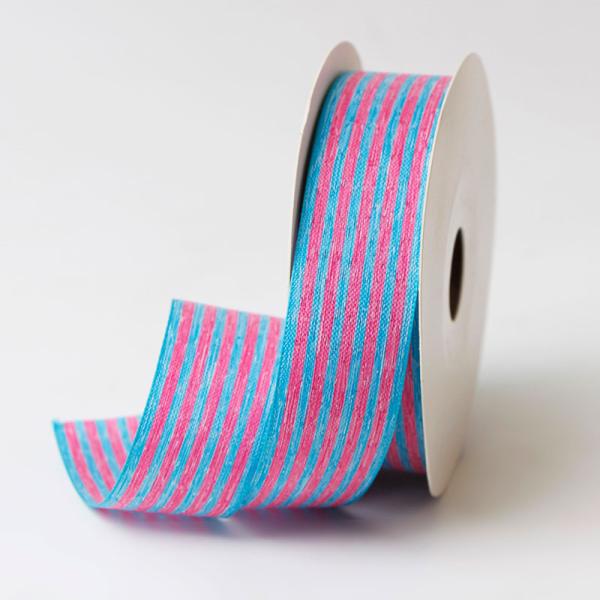 Wired Burlap Ribbon Spool Roll 100% Polyester Stripe Burlap Fabric