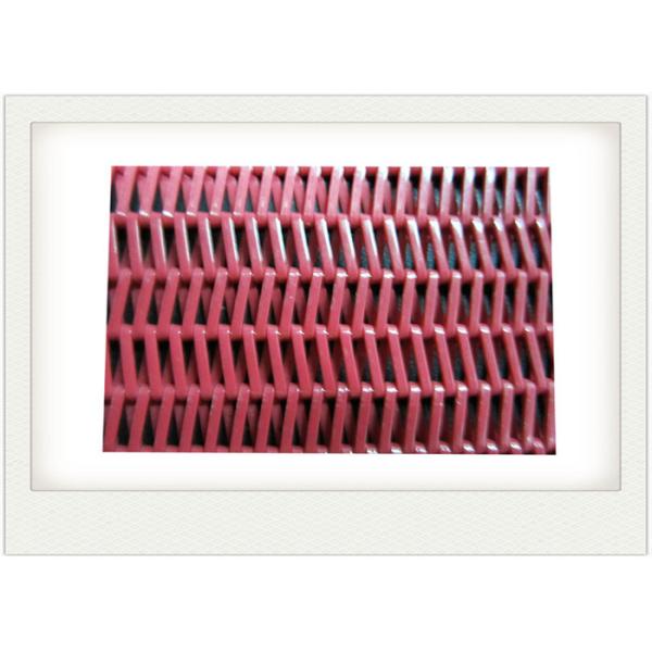 Red Polyester Mesh Belt With Spiral Conveyor For Food Dryer / Sludge Dewatering