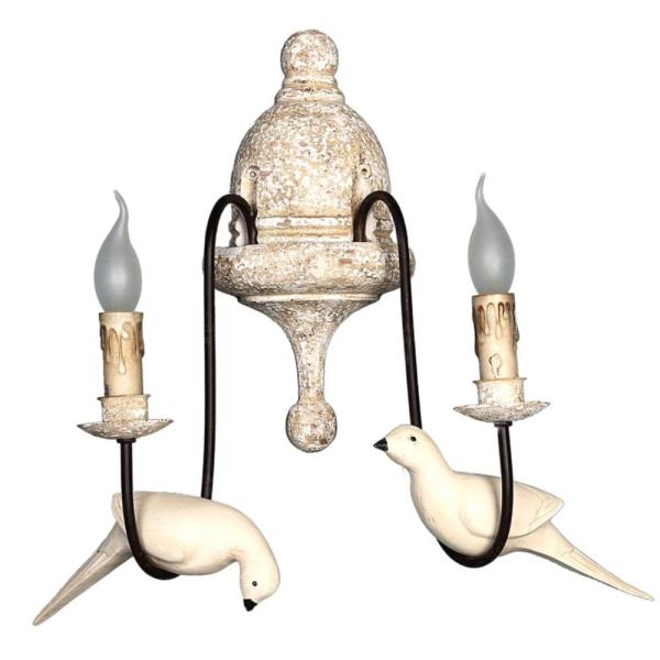 Retro bird wall lamp french vintage white wood wall sconce rustic wall lamp （WH-VR-70)