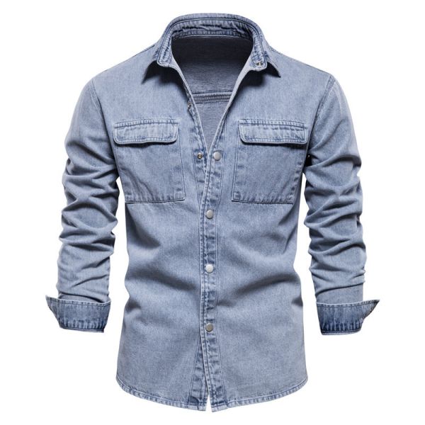 High Quality Distressed Men's Denim Jacket New Vintage Style Long Sleeve Coat with Button Decoration Wholesale Available Jacket