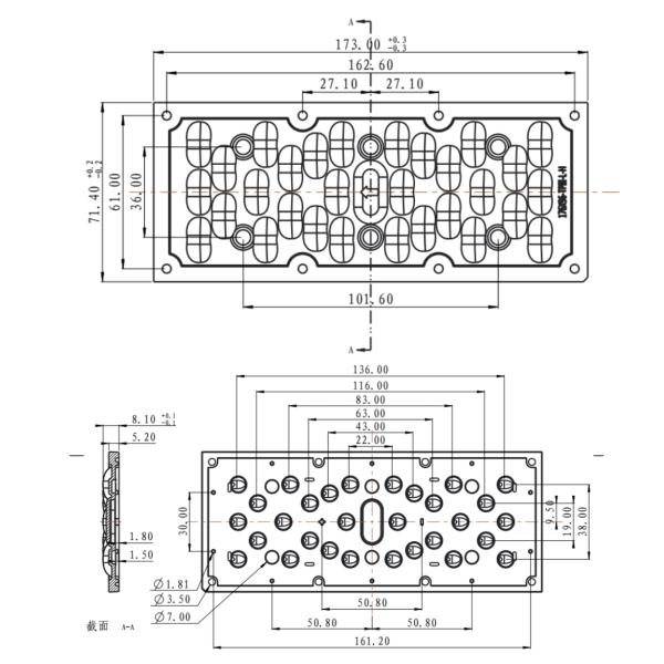 3030SMD LED Street Light Lens 173MM Wide Angle 176x96 Degree High Light Output