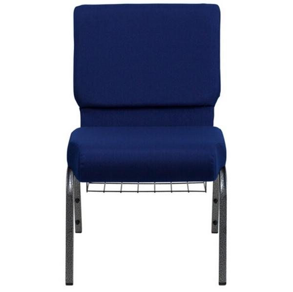 Custom Iron Frame Church Chairs with Navy Blue Fabric