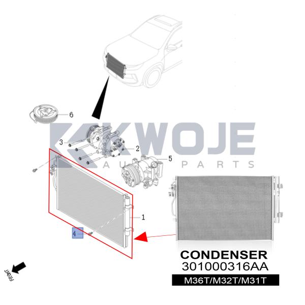 301000316AA Air Conditioning System AC Condenser For Chery Auto Spare Parts Exeed TX/TXL