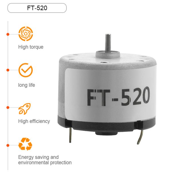 Custom 3-24V DC Motor 32.8mm 2500-10000 Rpm FT-520  Micro DC Motor for  LCD Dispenser