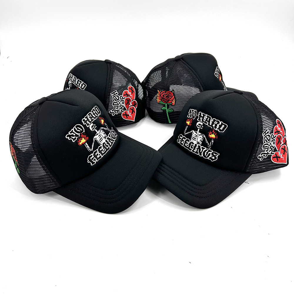 Foam 5 Panels Custom Embroidery Trucker Hats Snap Snapback Cap Breathable