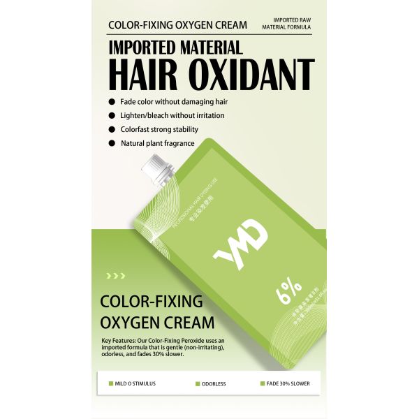 YMD Premium Quality OEM Hair Oxidant Cream Raw Material 3% 6% 9% 12% Permanent Hair Color  Developer