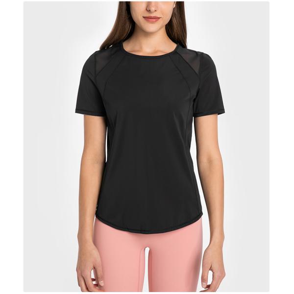Athletic Ladies Yoga Tops / Short Sleeve Workout Shirts With Breathable Mesh