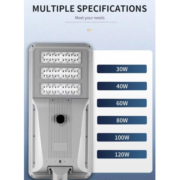 Solar Street Light with Adjustable Panel Bright LED for Park Lighting