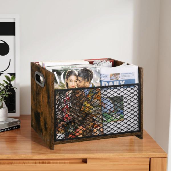 Home Decorations Varnished Desktop Storage Basket for Letters Books Newspapers