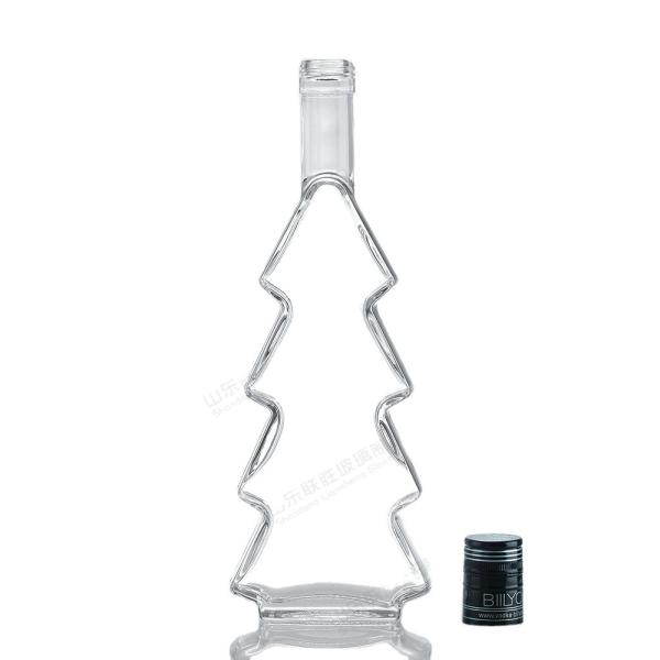 350 ml 500 ml 750 ml 1000 ml garrafas de vidro transparente com cortiça para forma de árvore de Natal