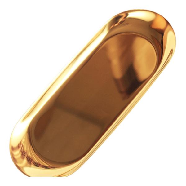 Gold Elliptical Plate 180mm Length 112g Metal Jewelry Tray