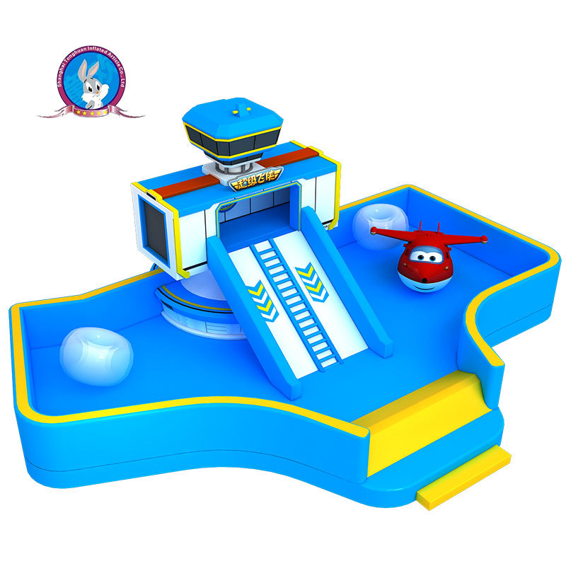 Blue Superhero Theme Inflatable Bounce House and Slide Combo for Kids Party Rentals