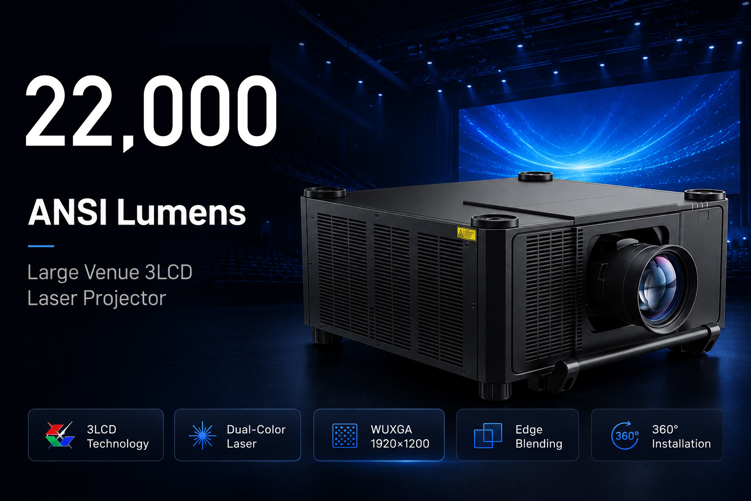 22000 ANSI Lumens 3LCD Laser Projector WUXGA Stage Rental Edge Blending Display