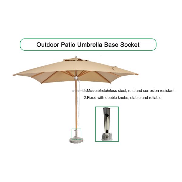 Commercial Beach Umbrella Heavy Duty Rust Resistant Bottom Pole Tube for Central Pole Base