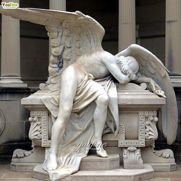Hand Carved Carving White Sculpture Marble Sleeping Angel Statue