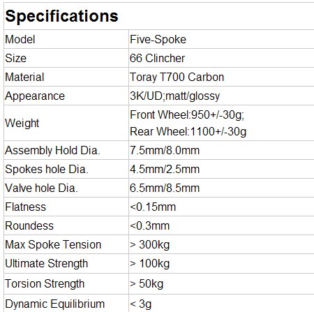 2014 new Design light 700c 5-spokes carbon clincher wheel with 66mm for road &track bike