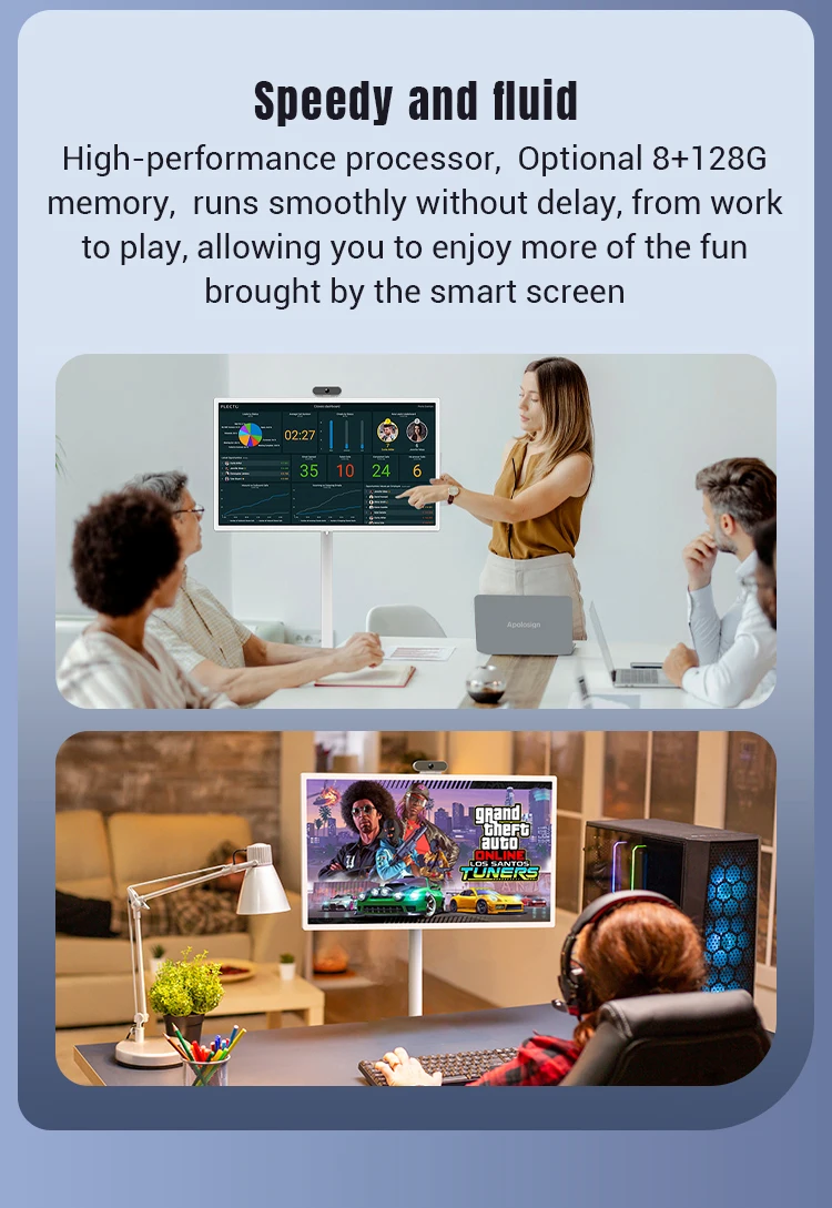128 ГБ Android 12 ОС Smart Movable Smart TV LCD дисплей Bluetooth 5.0 4K Камера Wi-Fi /Ethernet