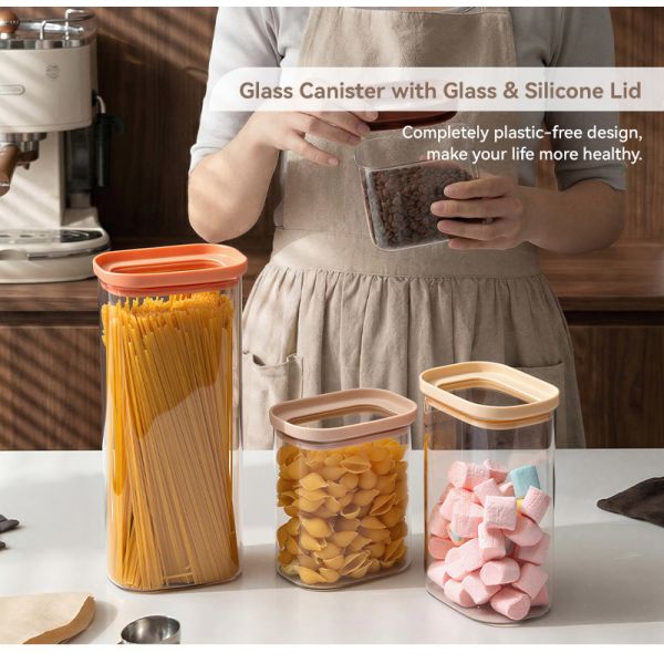 IKOO Borosilicate Glass Canister with Tempered Lid - Multiple Sizes