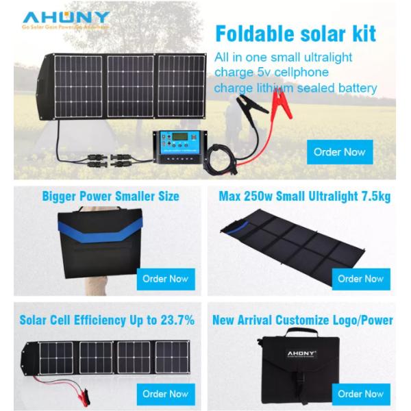 Uma célula solar de grau Perc 200w Kit de Kit de painel solar dobrável para acampar ao ar livre