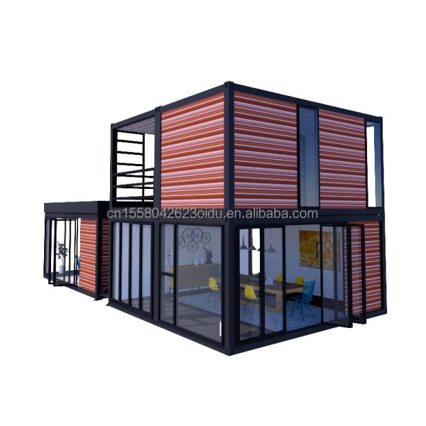 40ft 20ft Deluxe Bedroom Large Glass Studio Movable Wood House Wall 50/75/100mm Wave Sandwich Panel Customized Color Hotels