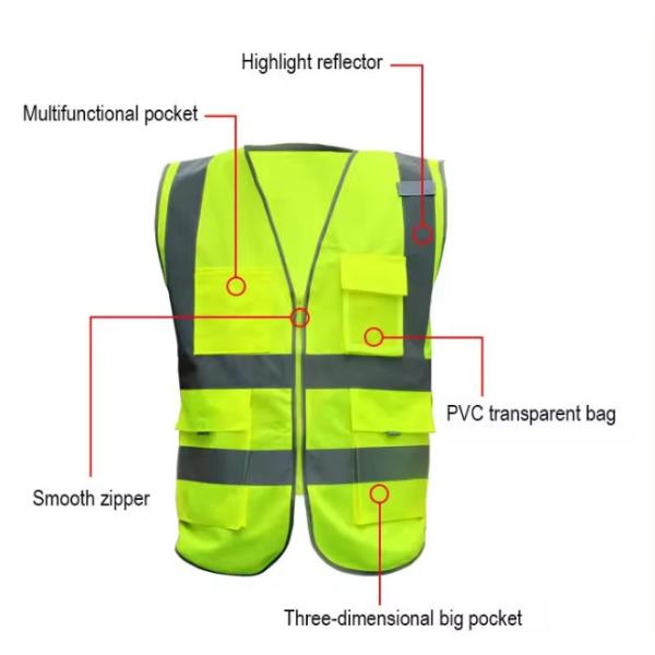 Отражающий жилет Защитный жилет Жакет полоса Личная охрана Строительство Высокая видимость Работа Безопасность Отражающая одежда